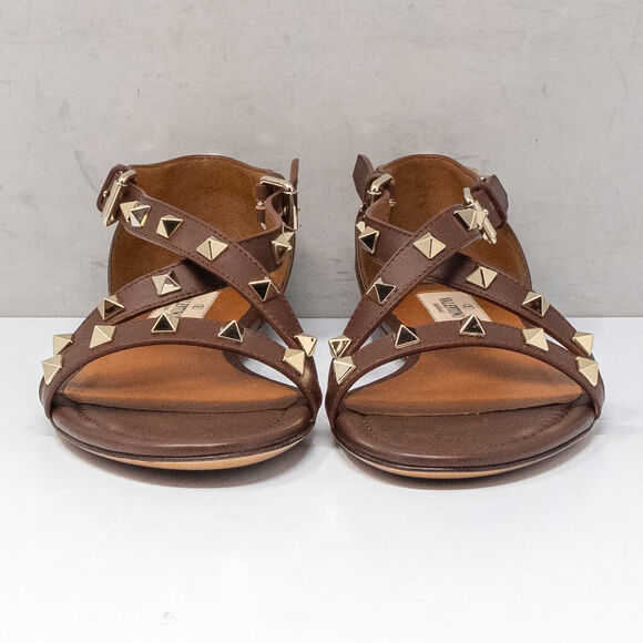 Valentino Garavani Brown Rockstud Crisscross Flat Sandals, Size 36.5 EU (6.5 US) - Picture 5 of 6